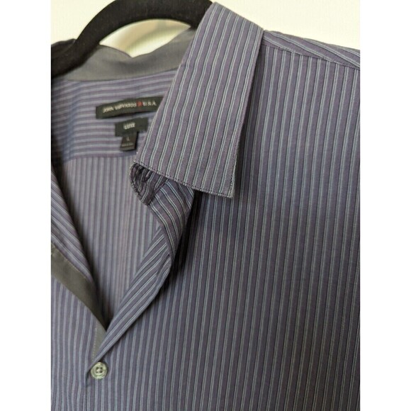 John Varvatos Button Up Shirt Mens Large Blue Striped - Picture 4 of 11